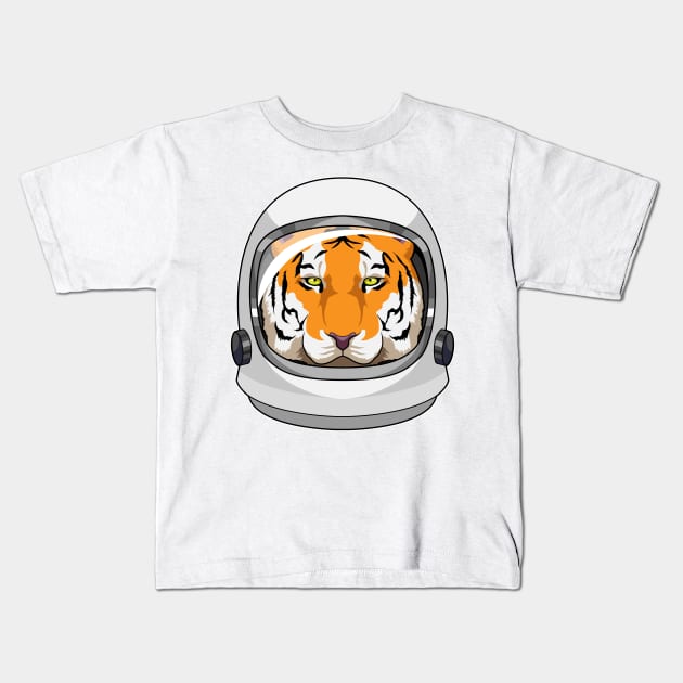 Tiger as Astronaut with Helmet Kids T-Shirt by Markus Schnabel